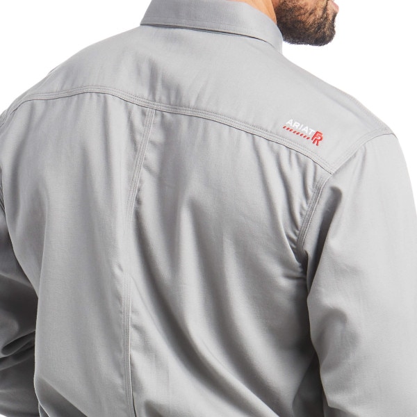 Ariat FR Solid Button Down Work Shirt in Silver Fox
